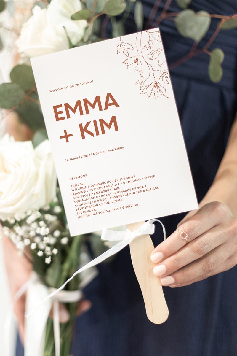 Minimal Wedding Fan Program Template