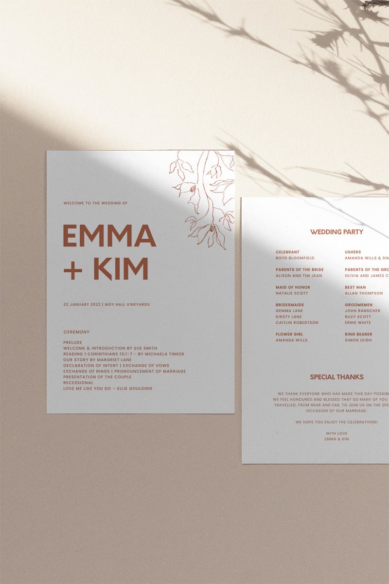 Minimal Wedding Fan Program Template