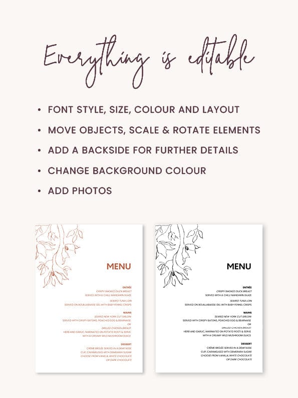 Minimal Wedding Menu Template