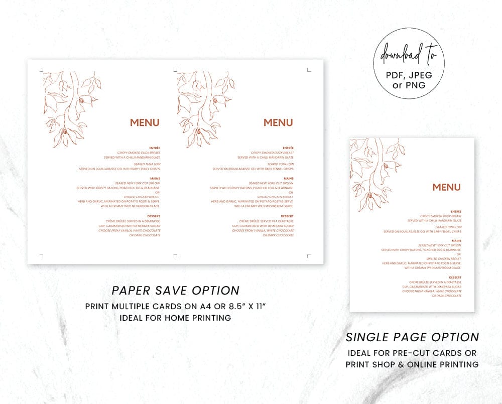 Minimal Wedding Menu Template