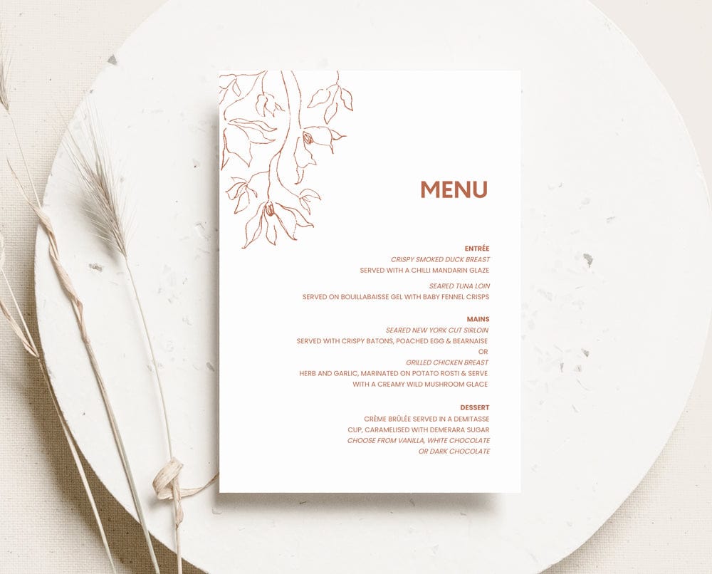 Minimal Wedding Menu Template