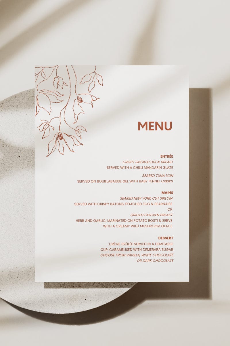 Minimal Wedding Menu Template