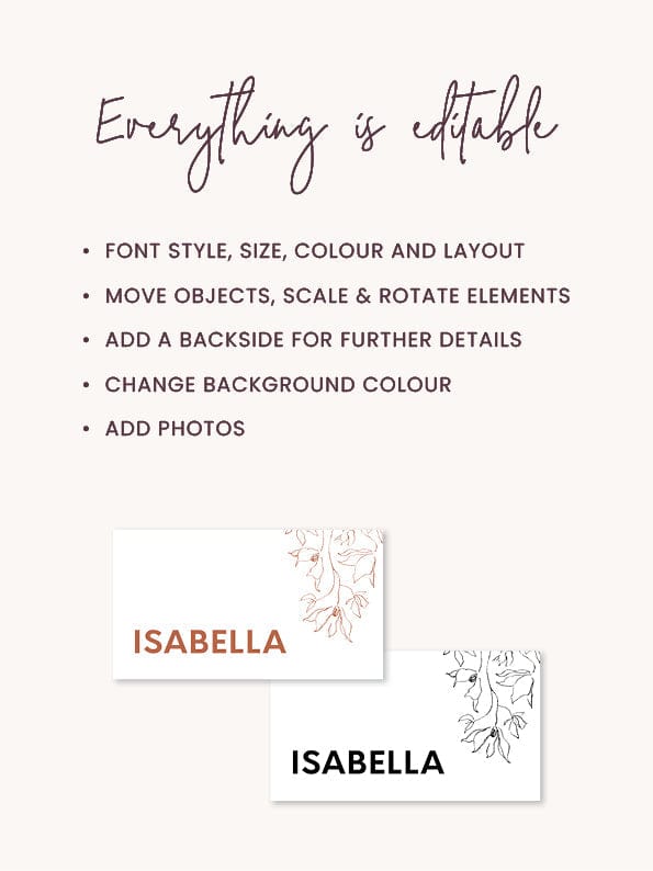 Minimal Wedding Name Card Template