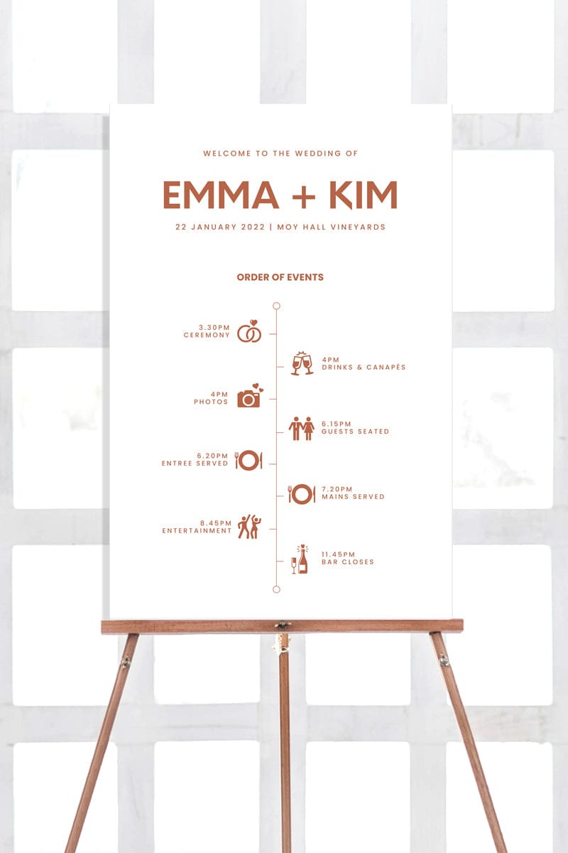 Minimal Wedding Reception Timeline Sign Template