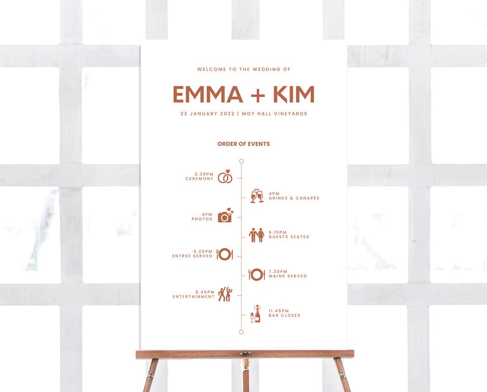 Minimal Wedding Reception Timeline Sign Template