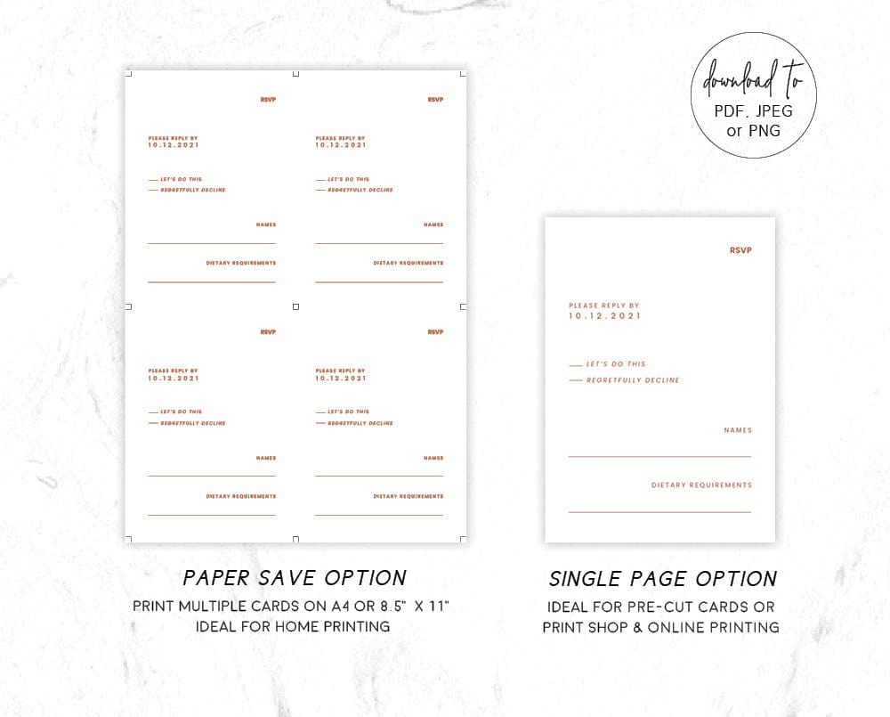 Minimal Wedding RSVP Card Template