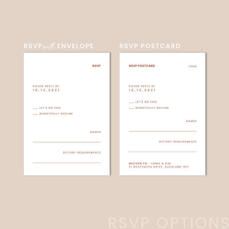 Minimal Wedding RSVP Card Template