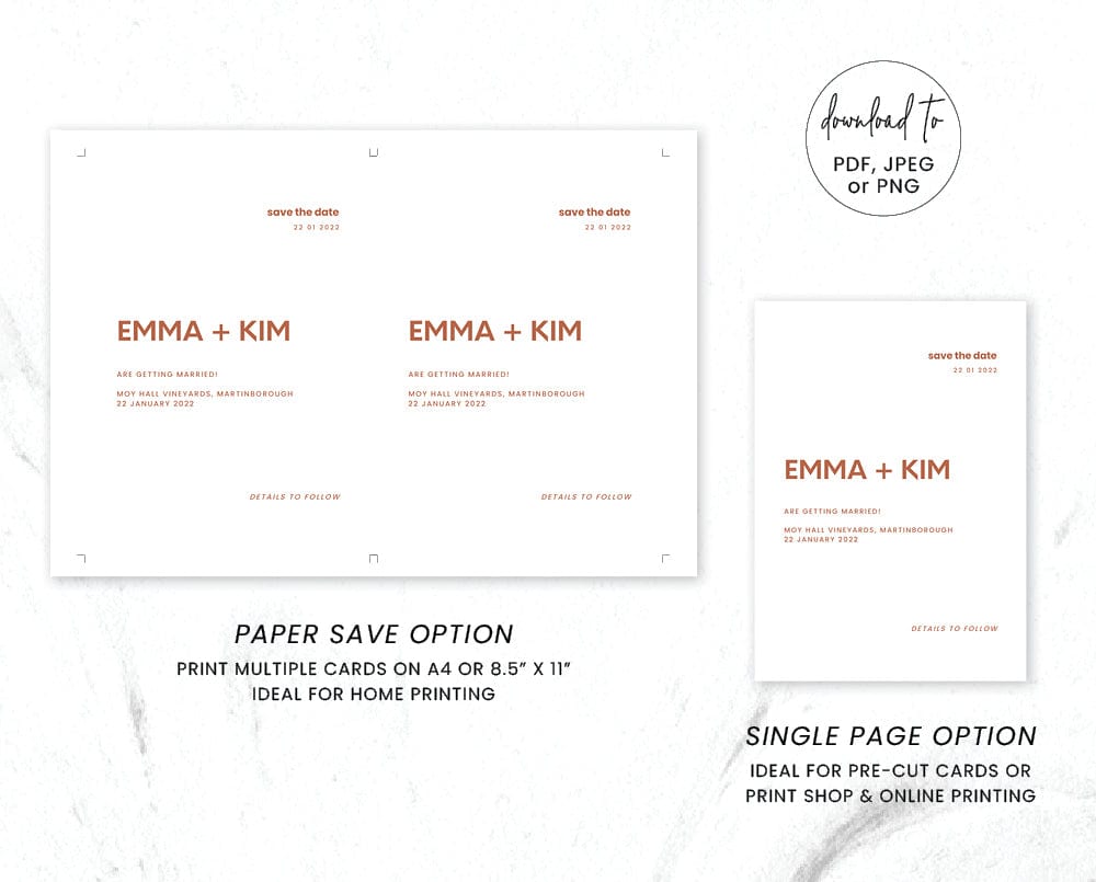 Minimal Wedding Save The Date Card Template