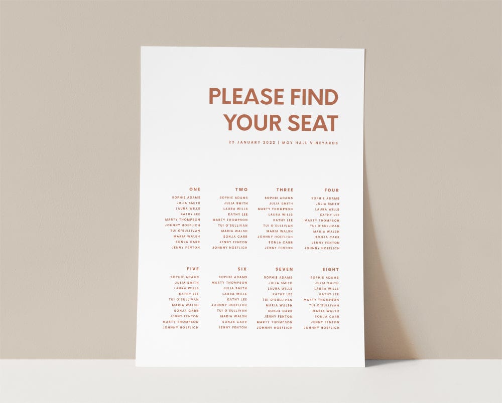 Minimal Wedding Seating Plan Template