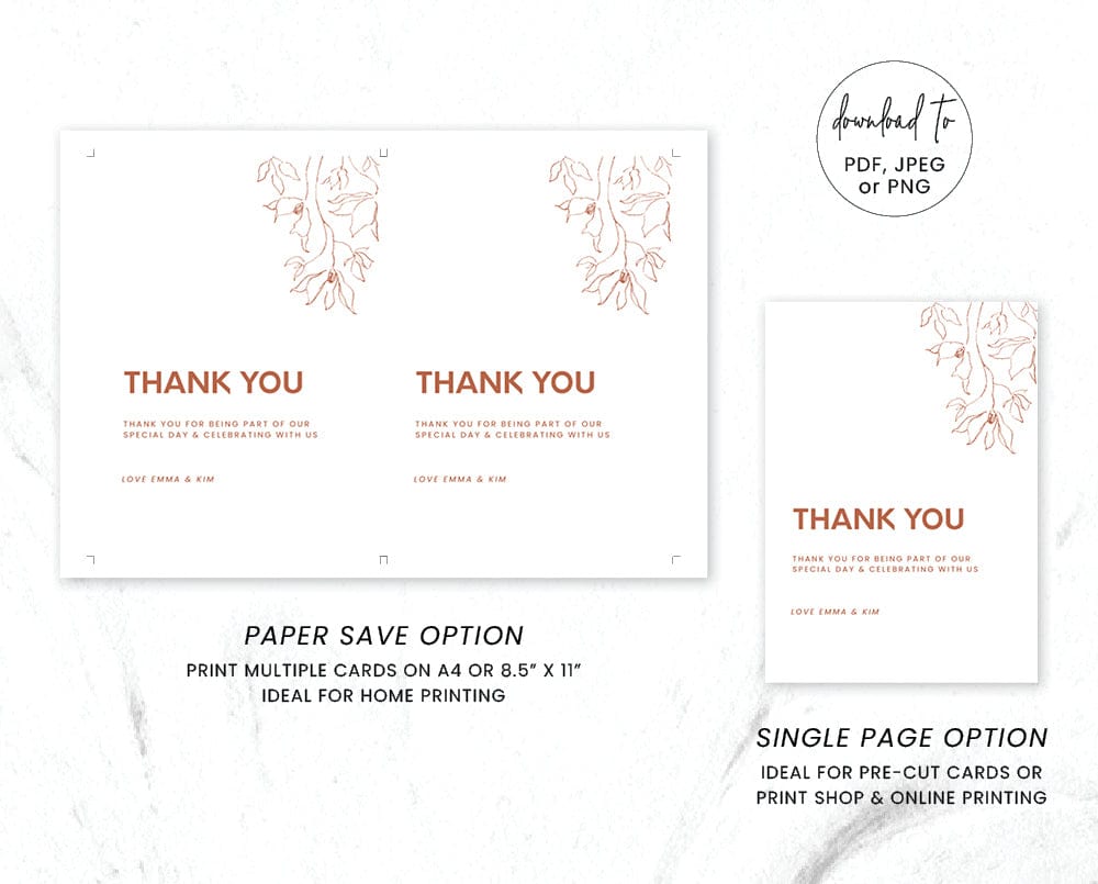 Minimal Wedding Thank You Card Template