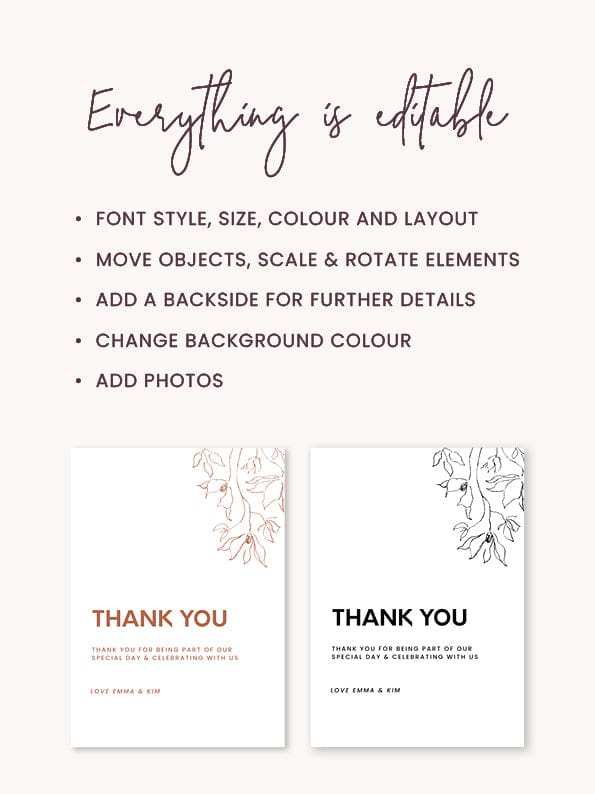 Minimal Wedding Thank You Card Template