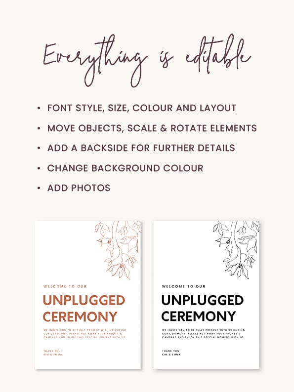 Minimal Wedding Unplugged Ceremony Sign