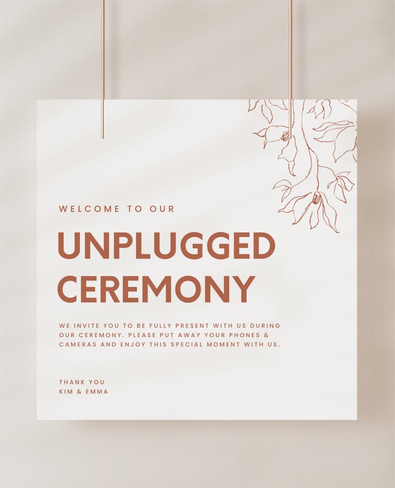 Minimal Wedding Unplugged Ceremony Sign