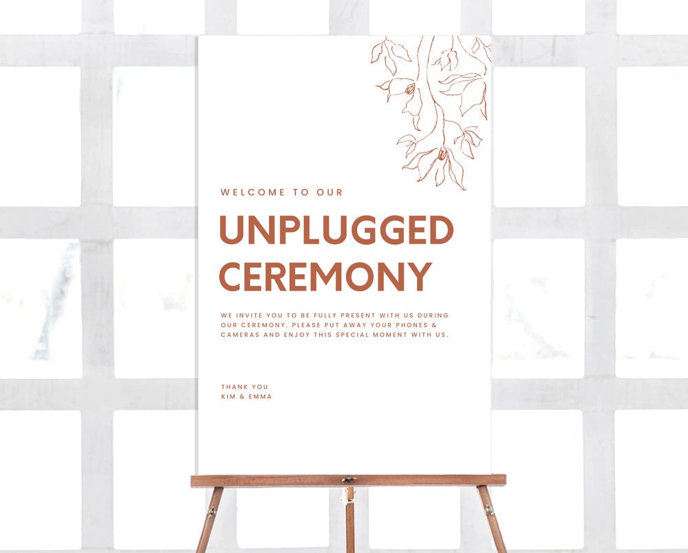 Minimal Wedding Unplugged Ceremony Sign