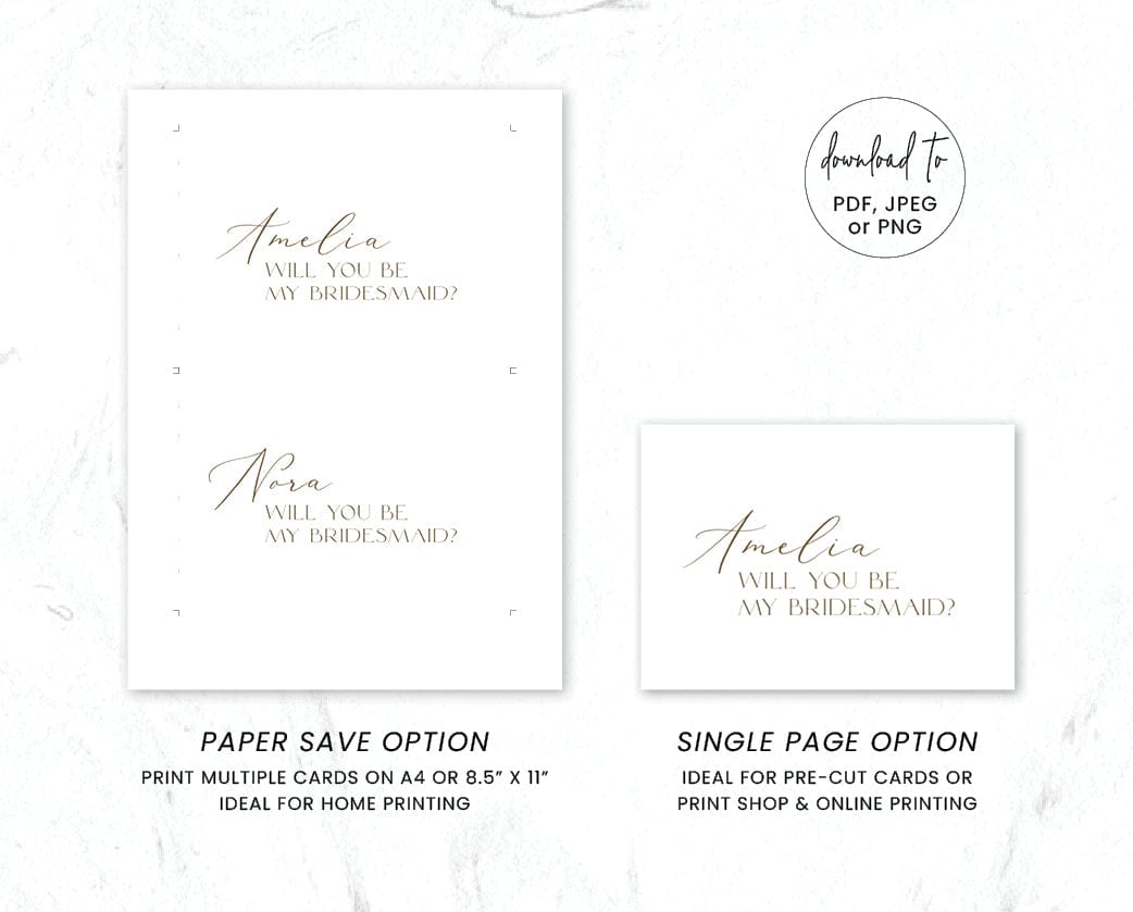 Minimalist Bridesmaid Proposal Card Template