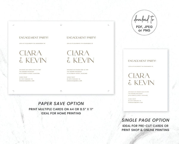 Minimalist Engagement Party Invitation Template – TimberWink Studio AU