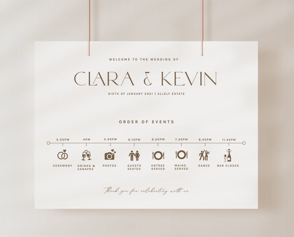 Minimalist Wedding Day Timeline Sign Template