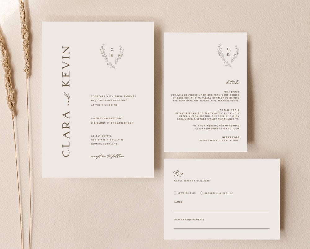 minimalist wedding invitation