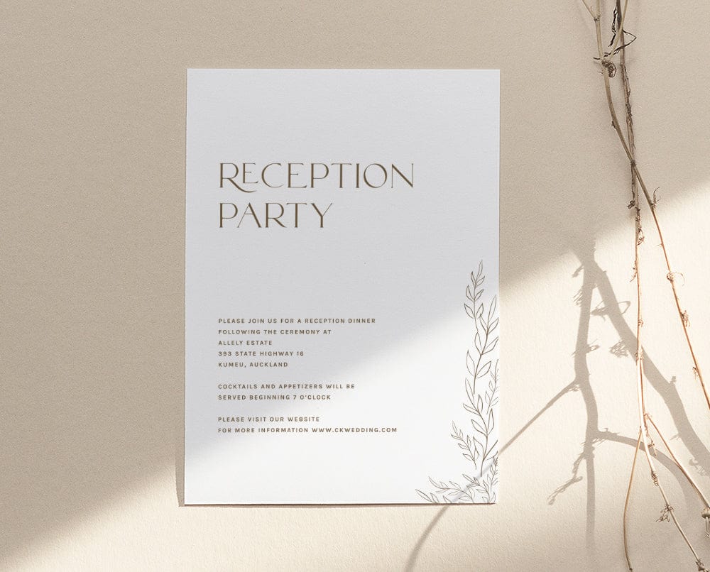 Minimalist Wedding Reception Invitation Card