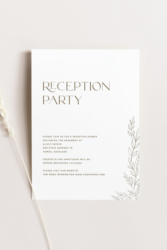 Minimalist Wedding Reception Invitation Card