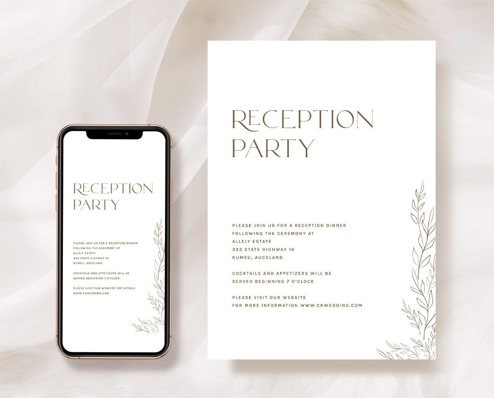 Minimalist Wedding Reception Invitation Card