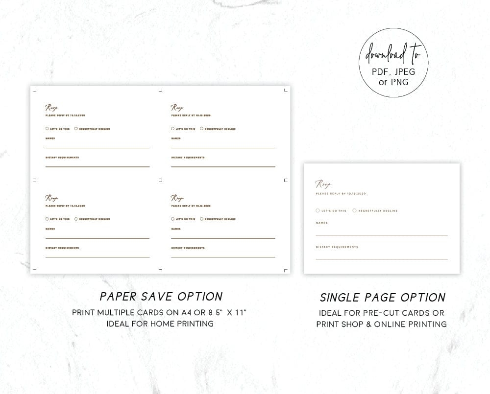 Minimalist Wedding RSVP Card Template