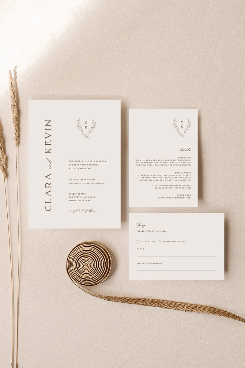 Minimalist Wedding Invitation with RSVP Card