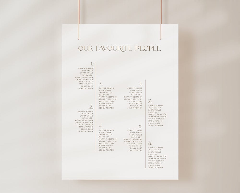 Minimalist Wedding Seating Plan Template