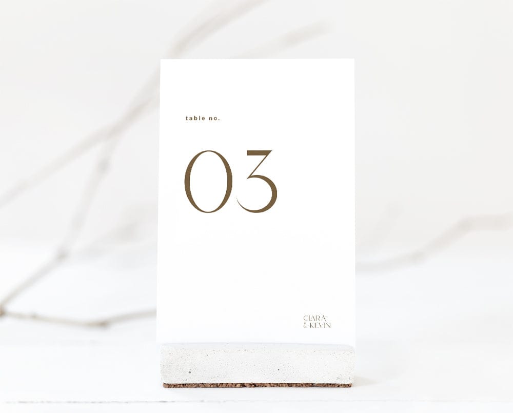 Minimalist Wedding Table Number Card Template