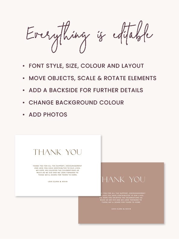 Minimalist Wedding Thank You Card Template