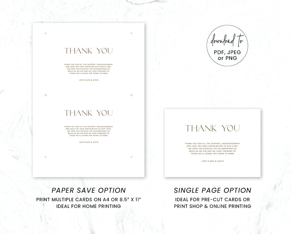 Minimalist Wedding Thank You Card Template