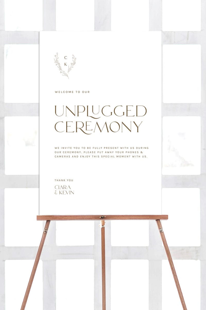 Minimalist Wedding Unplugged Ceremony Sign