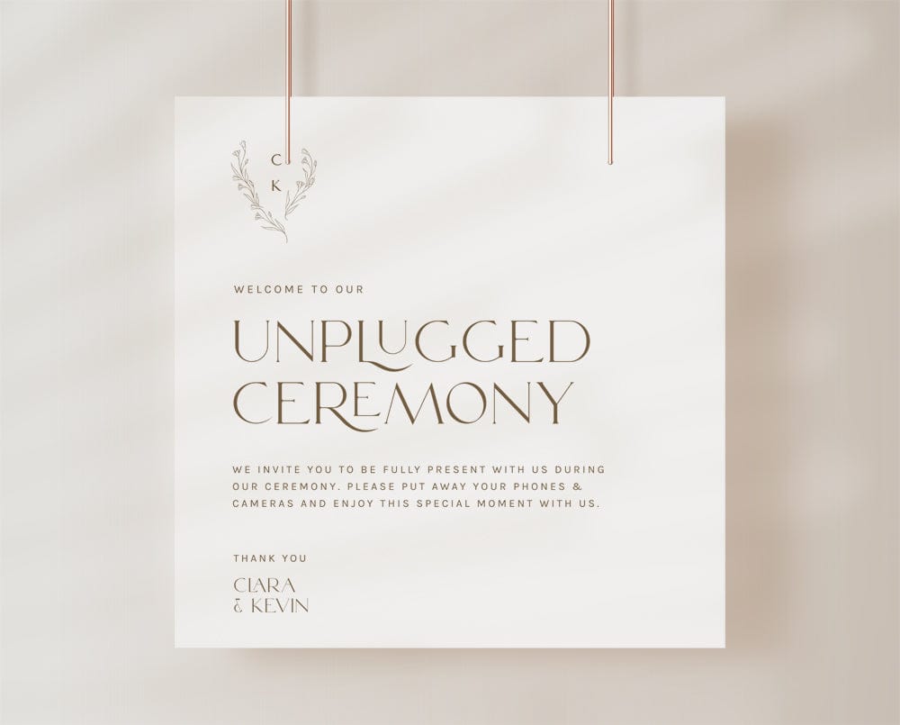 Minimalist Wedding Unplugged Ceremony Sign