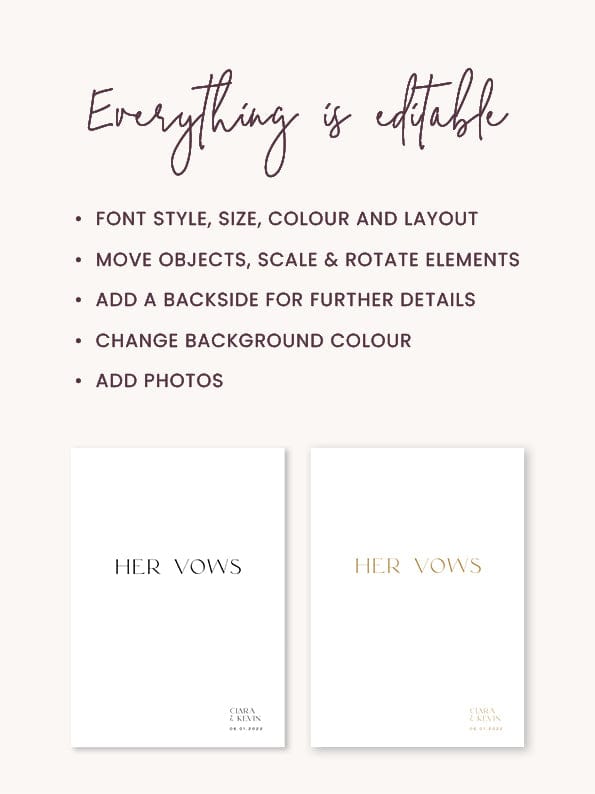 Minimalist Wedding Vow Book Template