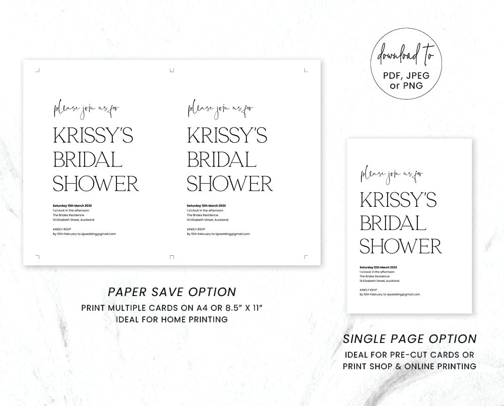 Modern Bridal Shower Invitation Template