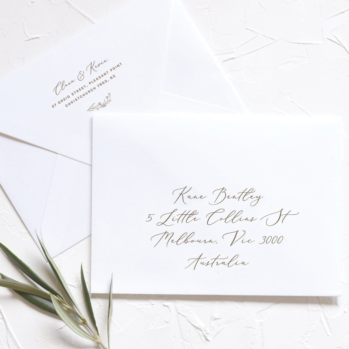 modern romantic wedding envelope address