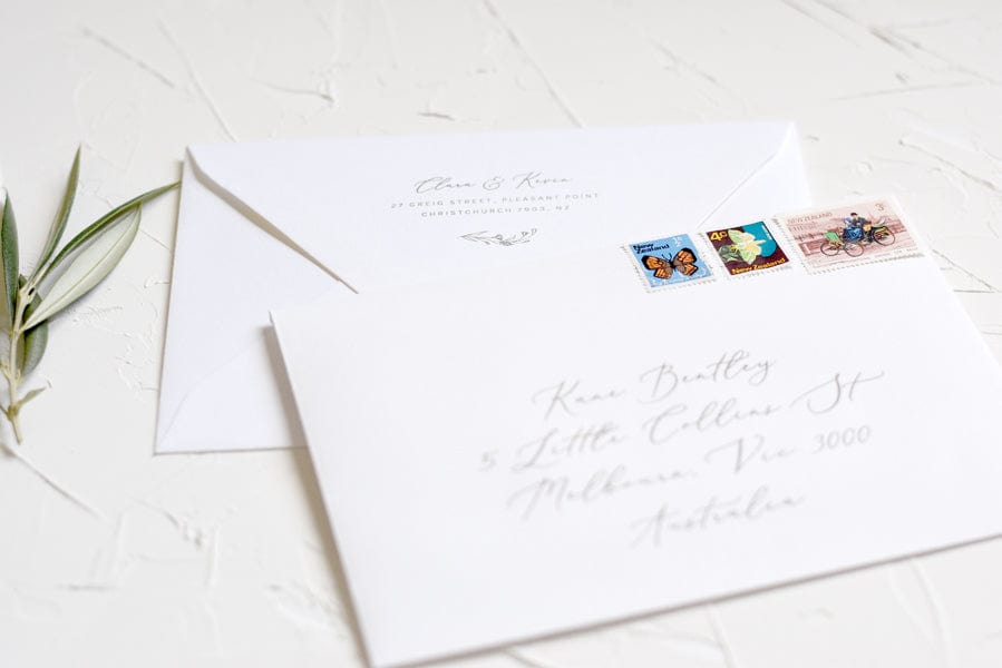 modern romantic envelope address