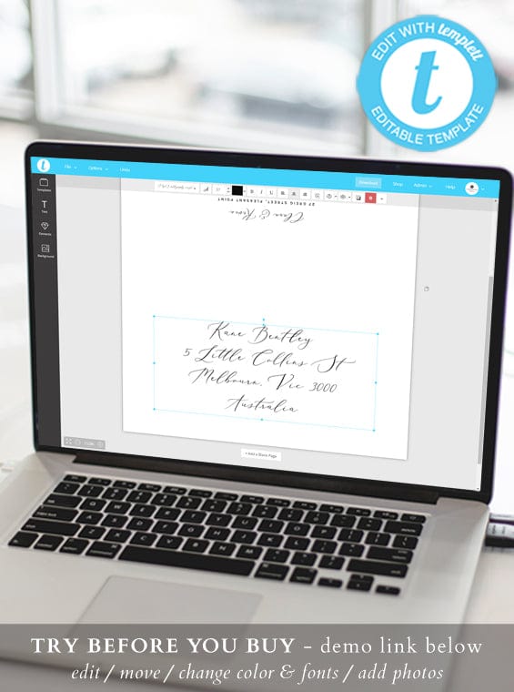 how to edit envelope address on templett