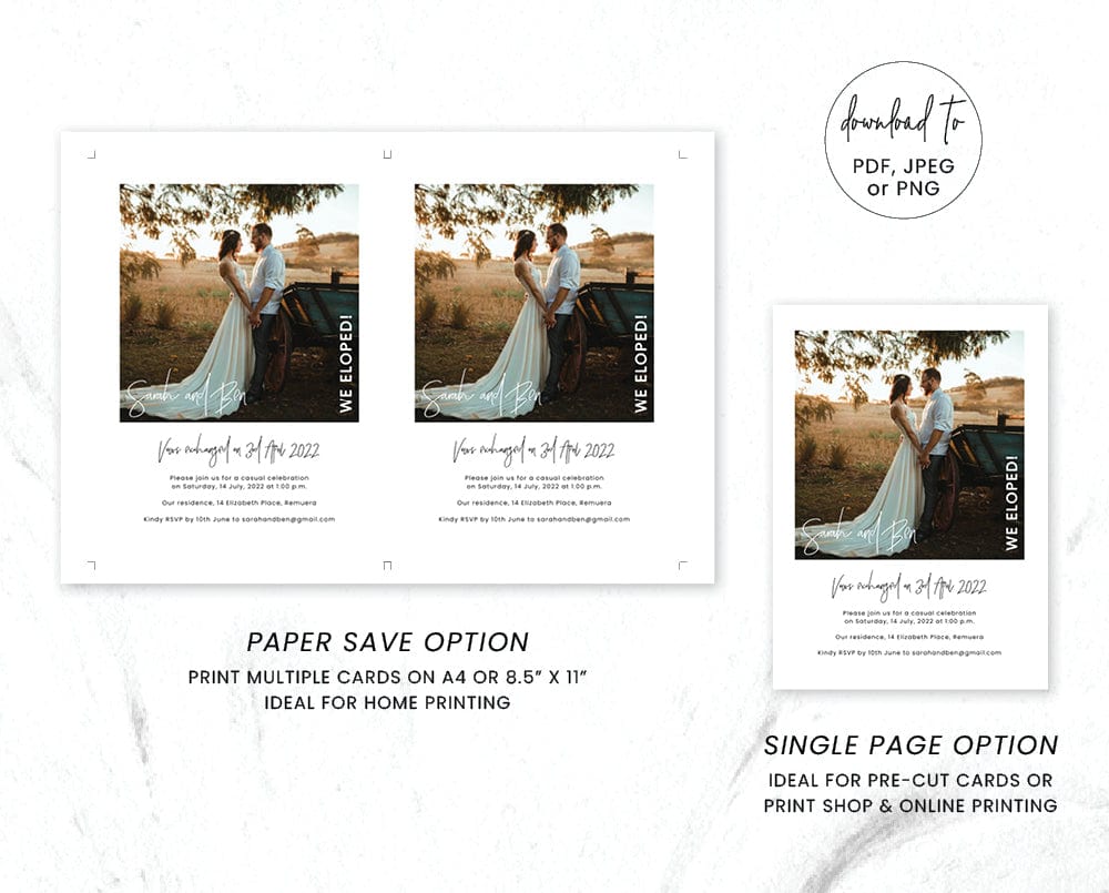 Modern Polaroid Elopement Invitation