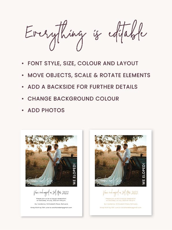 Modern Polaroid Elopement Invitation