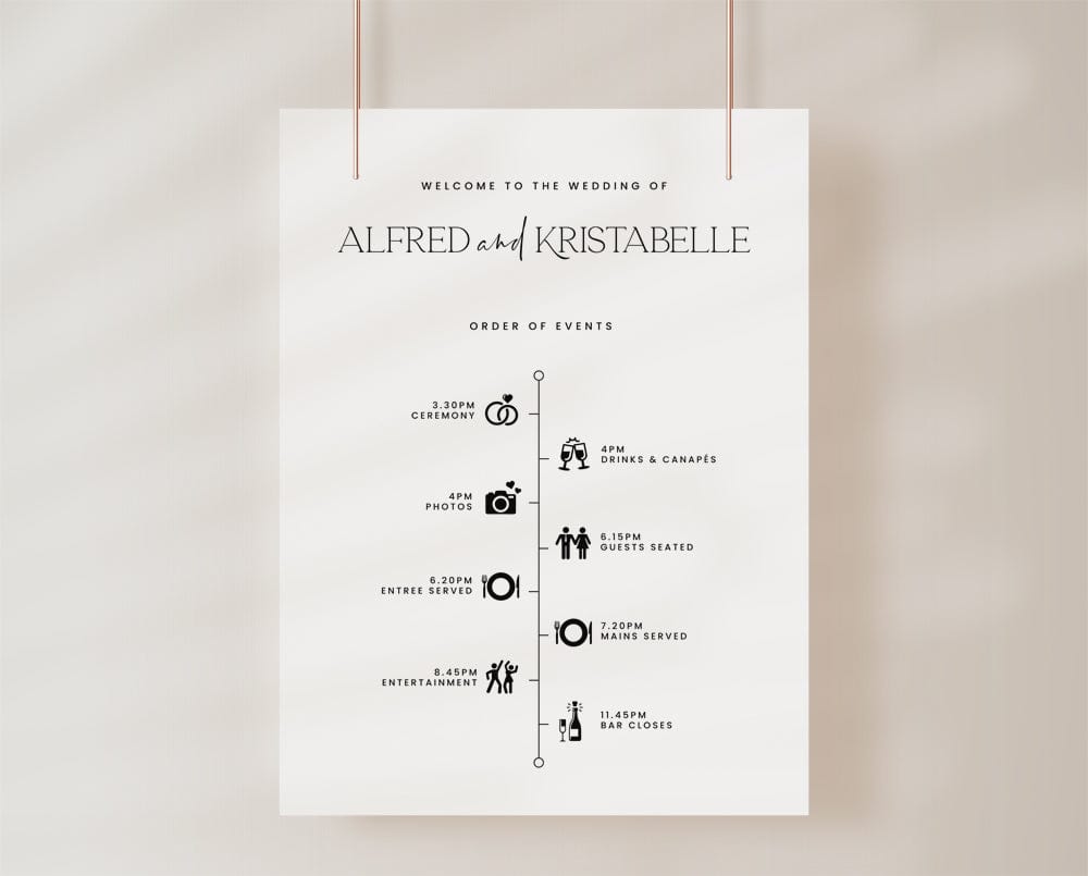 Modern Wedding Day Timeline Sign Template