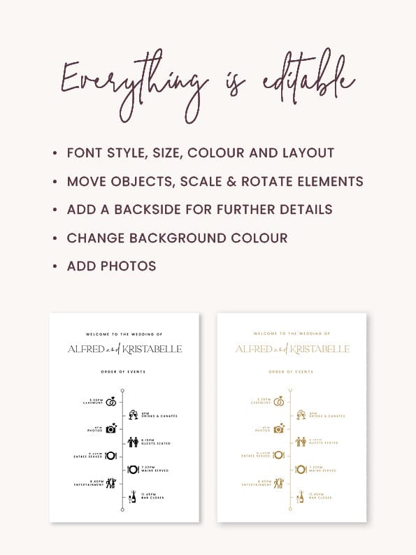 Modern Wedding Day Timeline Sign Template