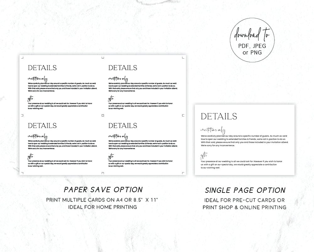 Modern Wedding Details Card Template