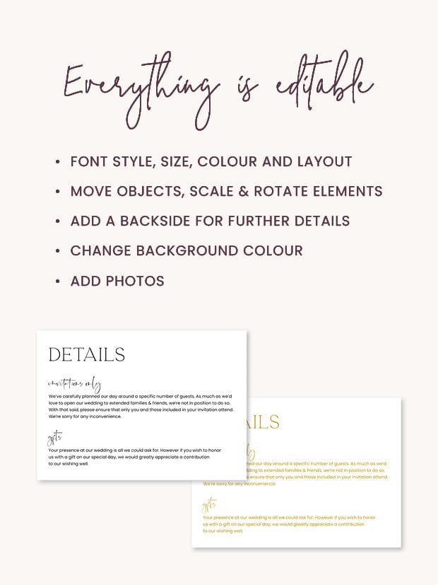 Modern Wedding Details Card Template