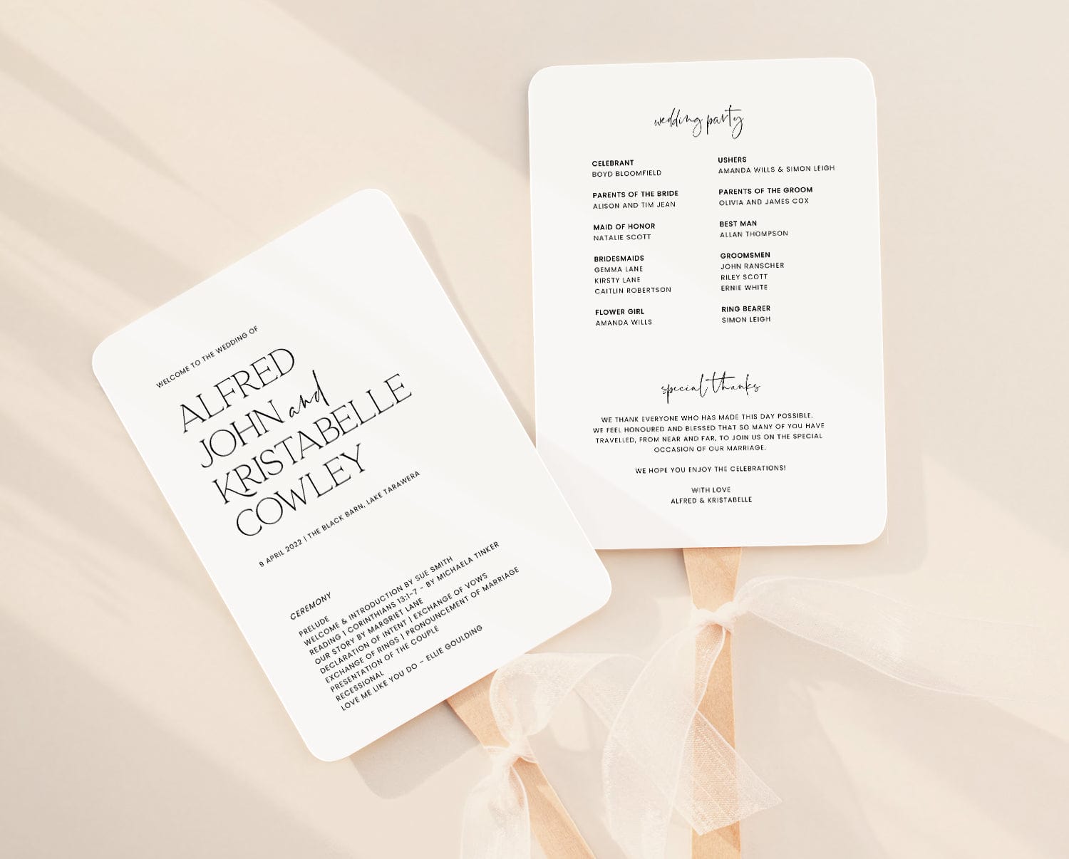 Modern Wedding Fan Program Template