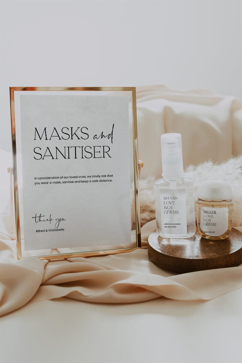 Modern Wedding Hand Sanitiser Signage and Labels