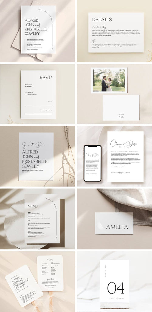 Modern Wedding Invitations & Signage Package