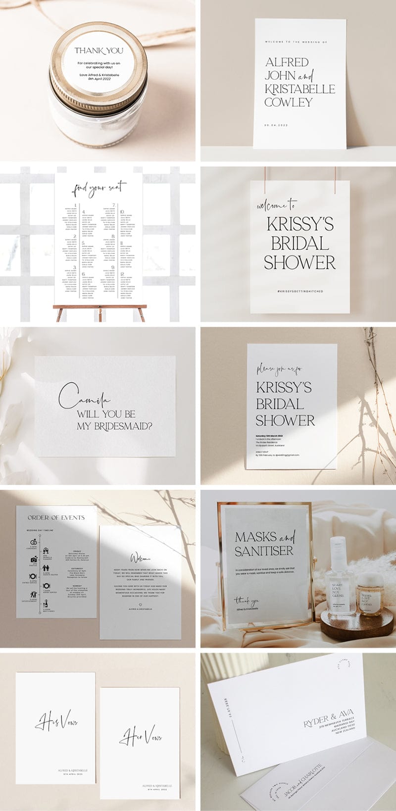 Modern Wedding Invitations & Signage Package