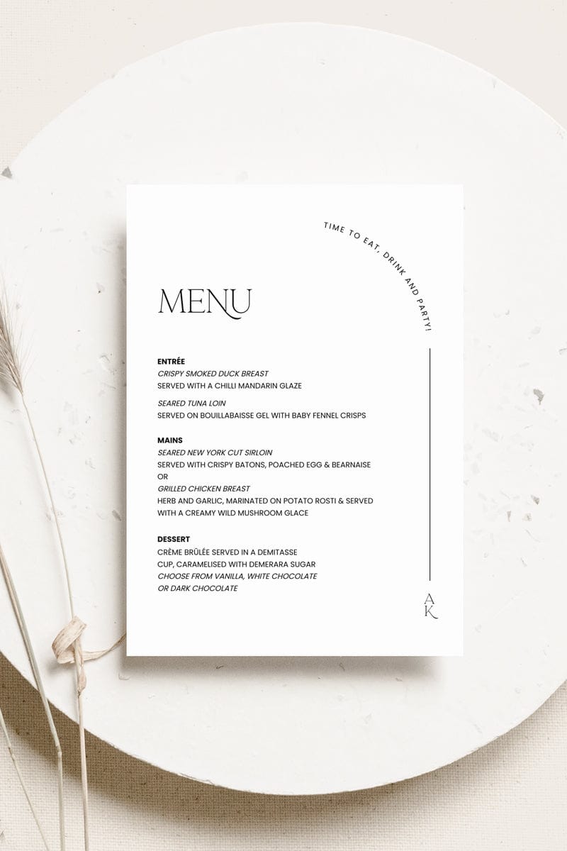 Modern Wedding Menu Template