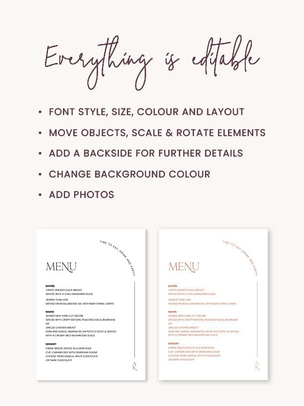 Modern Wedding Menu Template